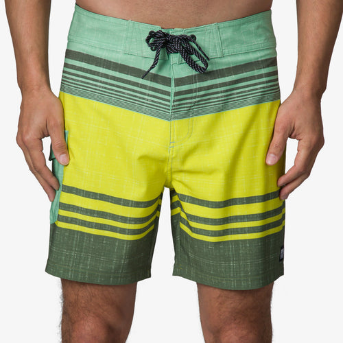 Casey Stripe Boardshort 17" - Fair Green - Front View