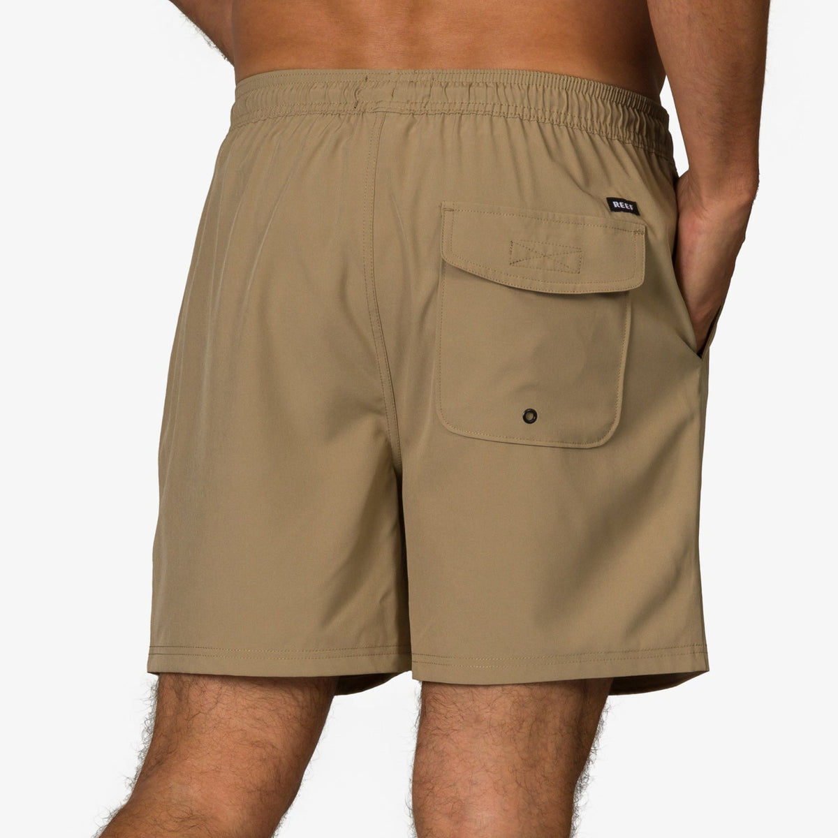 Garland Hybrid Short showing back right side with pocket, surf-inspired men's shorts designed for comfort and durability.