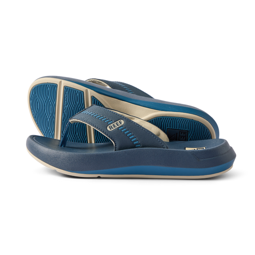 Pair of Cruiser sandals in midnight navy facing left, showing top and sole with anatomical arch support and cushioning