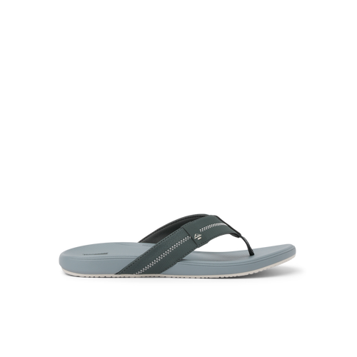 Cushion Phantom 2.0 men's grey flip flop facing left, highlighting soft-rebound cushioning and arch support design.
