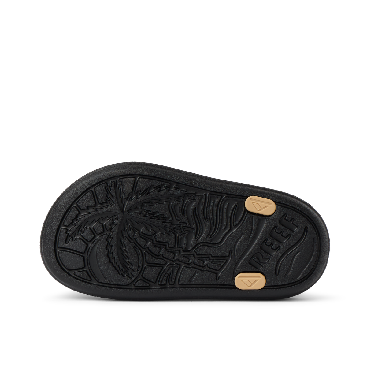 Little Totally Beachin sole facing up showing wave and palm tree design with durable, water-friendly comfort features