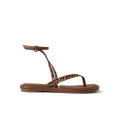 Willow Quinn Studs sandal in chocolate facing right, ankle strap with studs, soft cushioned sole for beach comfort.