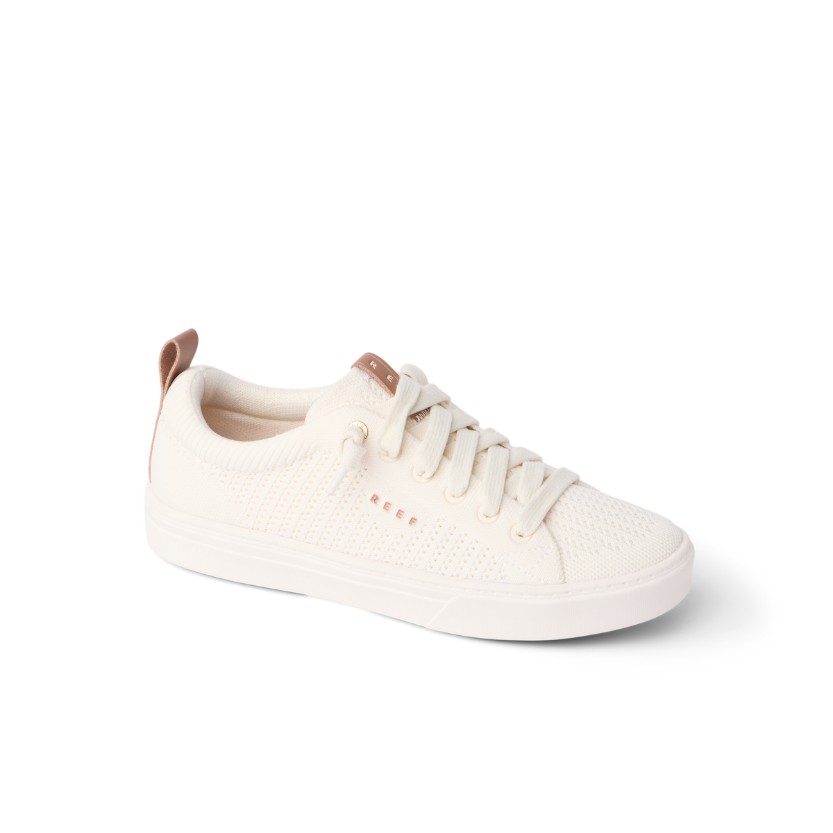Lay Day Lite facing right, women's white lightweight sneaker with cushioned sole, arch support, and breathable mesh upper.