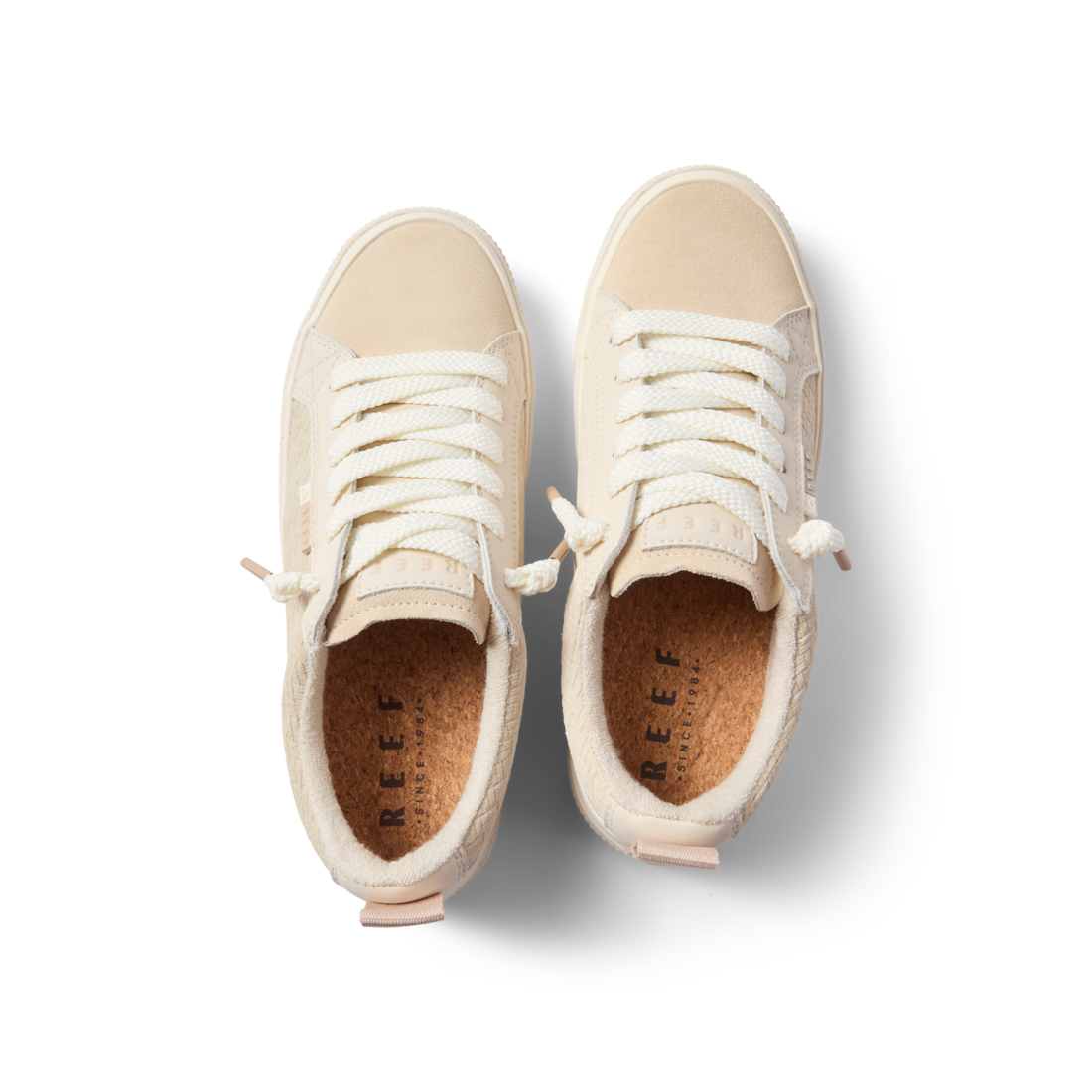 Top view of Lay Day Dawn women's sneakers facing forward with cushioned insoles and beach-inspired comfort design.